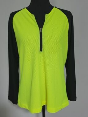 Ralph Lauren Neon And Black Lightweight Active 1/4 Zip Pullover